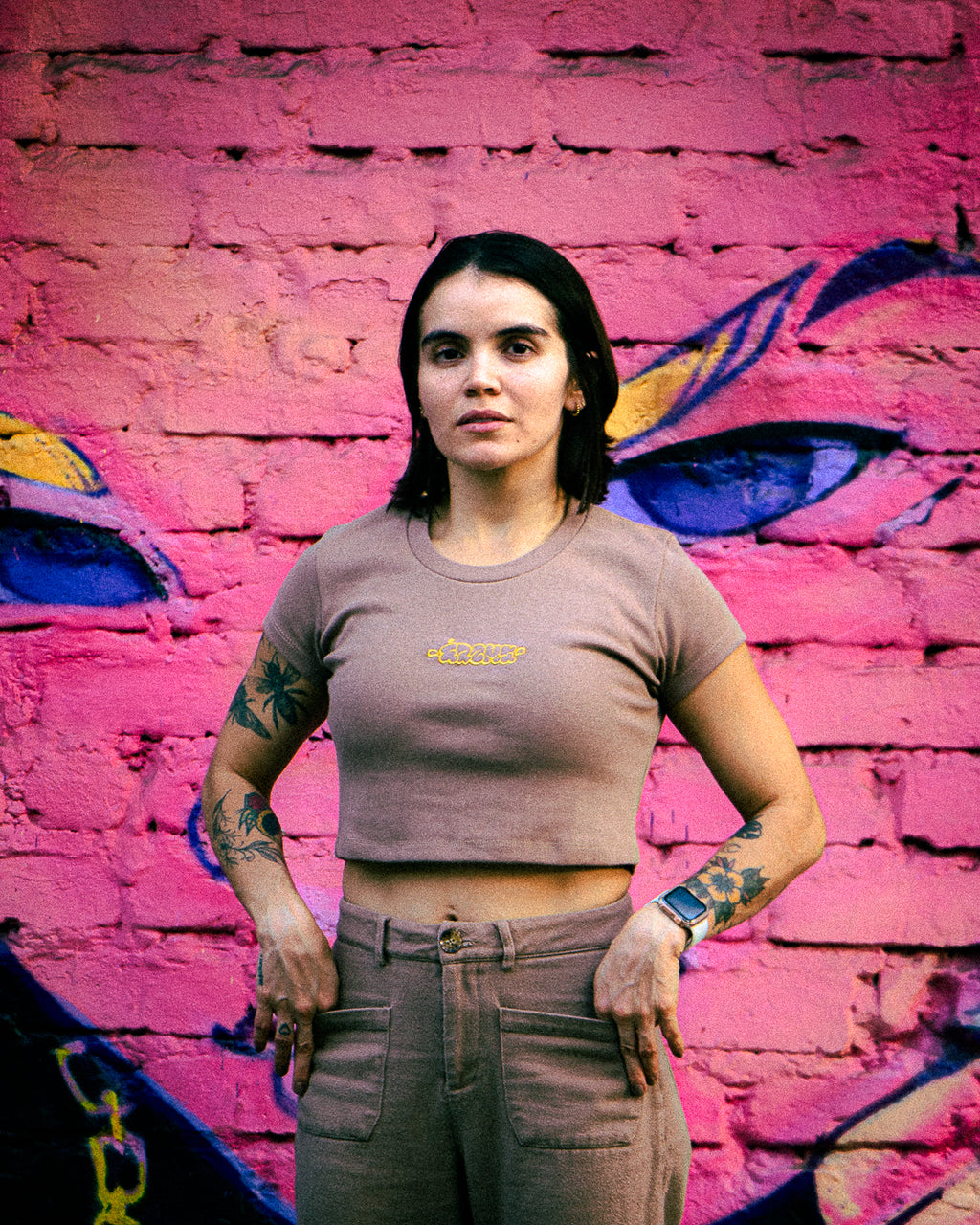 ERM X RUGE RIB CROP TOP — CAFÉ