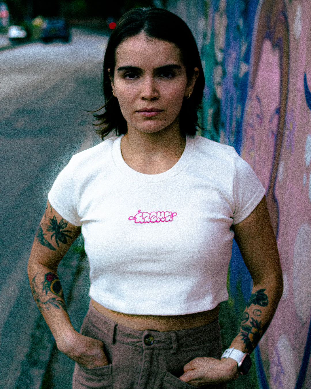 ERM X RUGE RIB CROP TOP — MARFIL