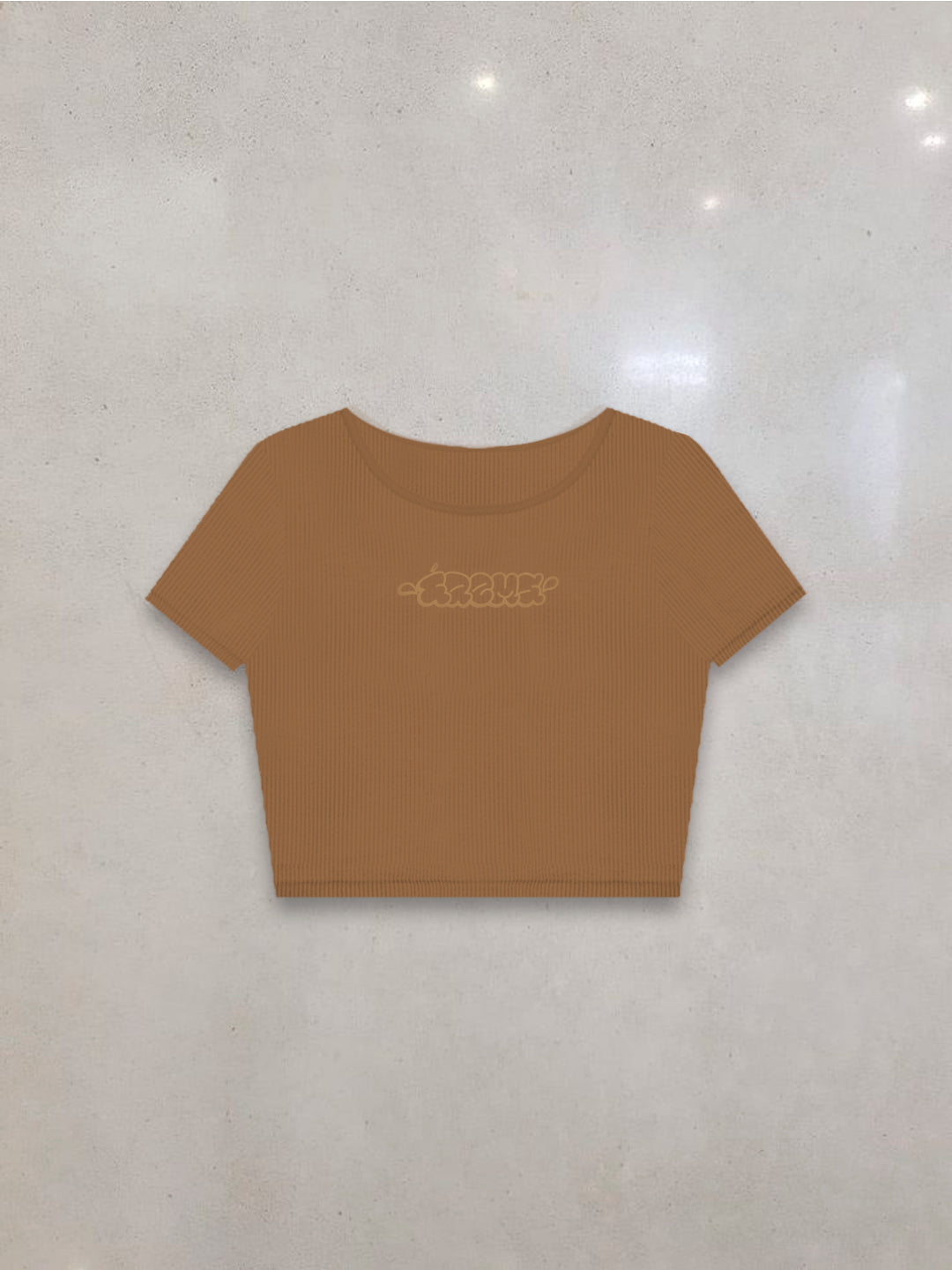 ERM X RUGE RIB CROP TOP — CAFÉ